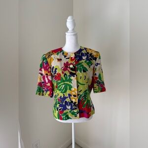 Celine Vintage Floral Linen Jacket